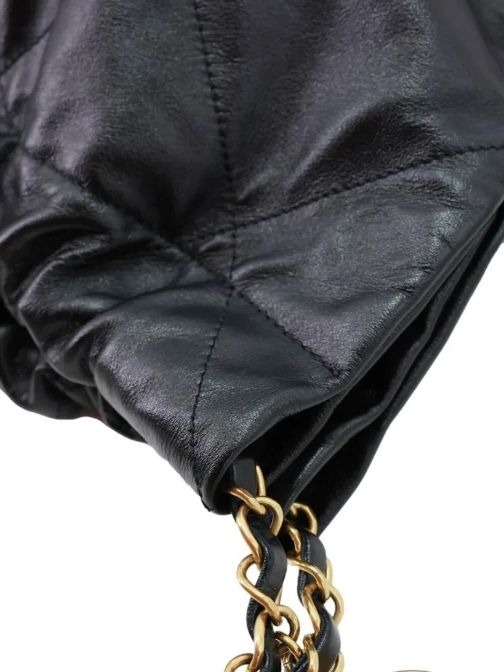 Chanel  22 Large Quilted Calfskin Leather Hobo Bag Black